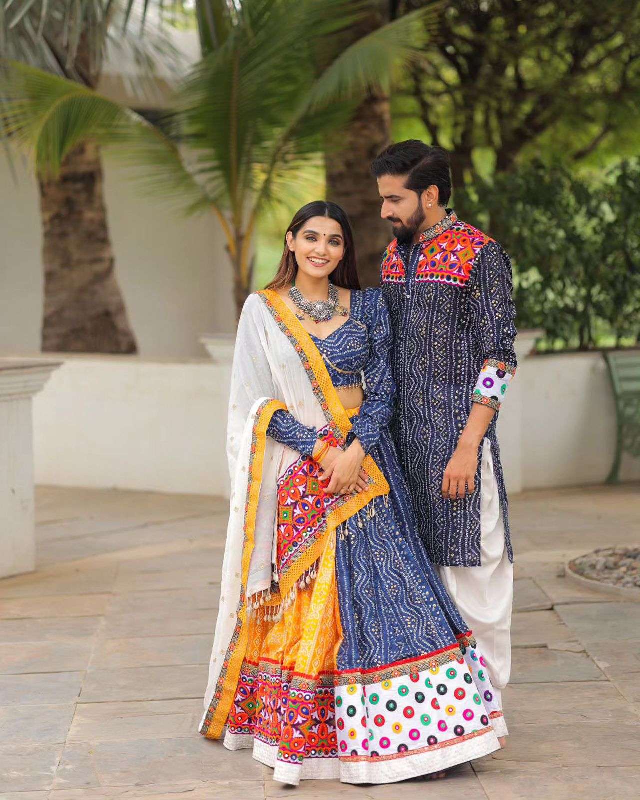 Navratri Kheliya Special Digital printed And Mirror work Lehenga